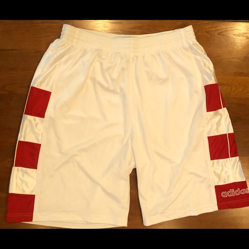 Adidas white with red strips basketball short,2XL